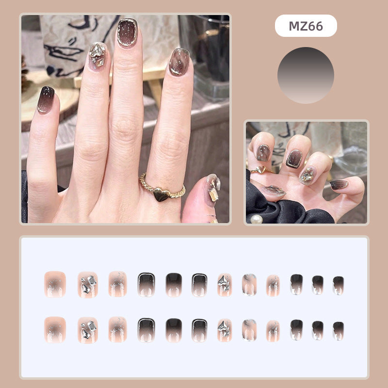 Black Blush Champagne Rhinestone Press-On Nails