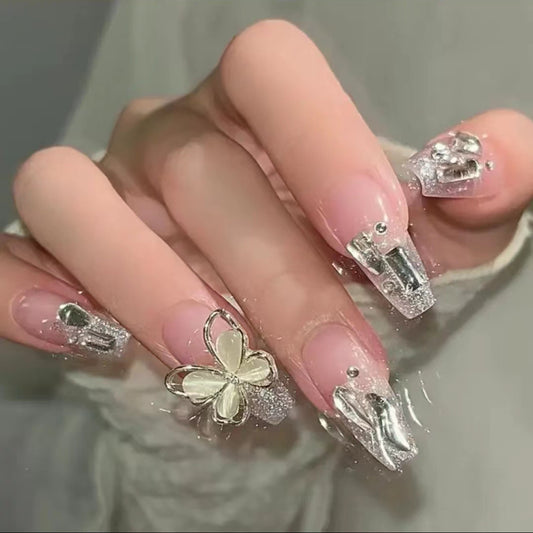 Long Cat Eye Butterfly Press-On Nails