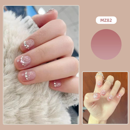 Short Square Crystal Press-On Nails