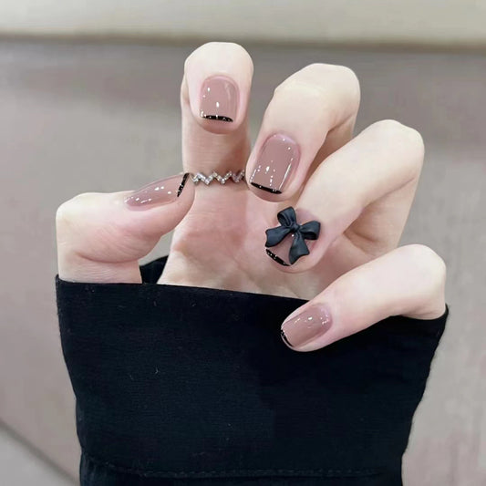 Black Bow Tie Press-On Nails