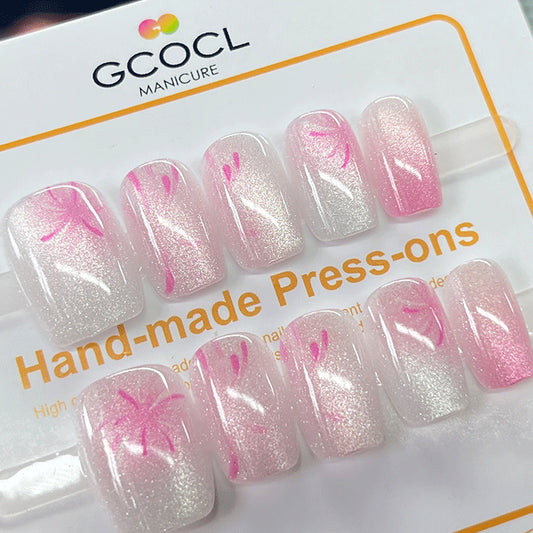 Pink Swirl Shimmer Press-On Nails